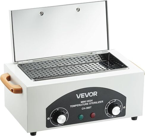 VEVOR High Temperature Autoclave Machine, 2L, 300W High Temperature Cleaner Machine Box with Adjustable Temperature and Time, Dry Heat Cabinet Nail Tool Cleaner for Labs, Home, Nail and Beauty Salons in Saudi Arabia