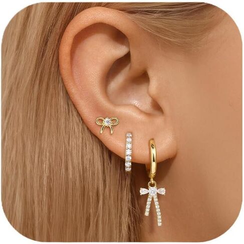 14K Gold Plated Hoop Earrings for Women, Dainty Pink Butterfly Star Sun Heart Hoop Earring Sets with S925 Sterling Silver Post, Pink Earring Stacks Jewelry for Women Trendy in Kuwait