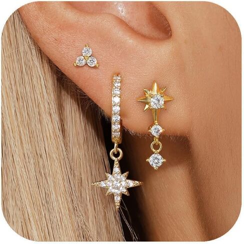 14K Gold Plated Hoop Earrings for Women, Dainty Pink Butterfly Star Sun Heart Hoop Earring Sets with S925 Sterling Silver Post, Pink Earring Stacks Jewelry for Women Trendy in Kuwait
