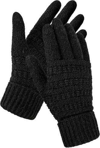 AURUZA Women's Winter Gloves Knit Touch Screen Soft Warm Elastic Full Fingers Glove for Cold Weather One Size Men in Saudi Arabia