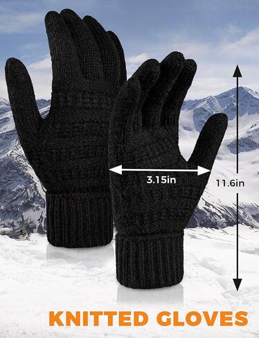 AURUZA Women's Winter Gloves Knit Touch Screen Soft Warm Elastic Full Fingers Glove for Cold Weather One Size Men in Saudi Arabia