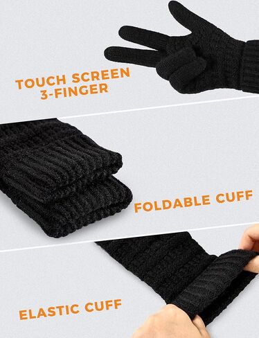 AURUZA Women's Winter Gloves Knit Touch Screen Soft Warm Elastic Full Fingers Glove for Cold Weather One Size Men in Saudi Arabia
