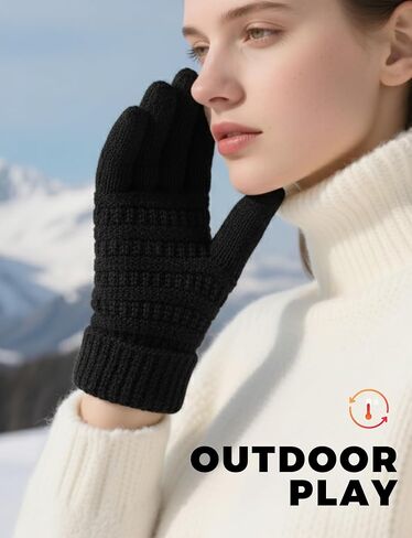 AURUZA Women's Winter Gloves Knit Touch Screen Soft Warm Elastic Full Fingers Glove for Cold Weather One Size Men in Saudi Arabia