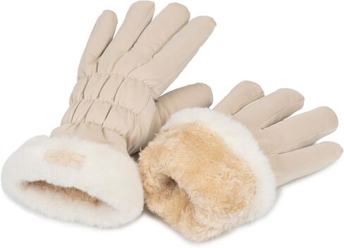 Womens Winter Gloves with Fur Cuffs -Touchscreen Warm Fleece Lined Gloves for Ladies Cold Weather in Saudi Arabia