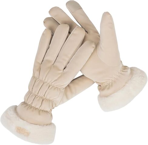 Womens Winter Gloves with Fur Cuffs -Touchscreen Warm Fleece Lined Gloves for Ladies Cold Weather in Saudi Arabia