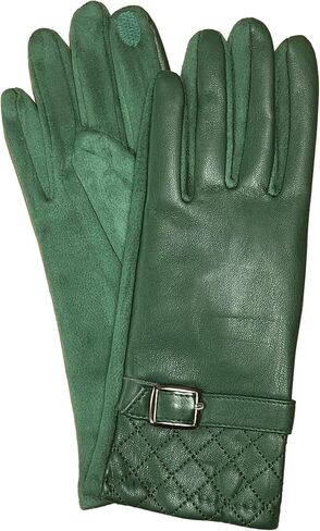 Original USA Womens Quilted Green Vegan Leather Stretch Fit Texting & Tech Touchscreen Gloves in Saudi Arabia