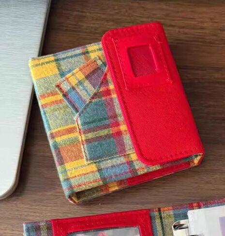 Sliner Mini Albums for Photographs 3 Inch Passport Cases Kpop Photocard Holder Book Red Plaid Candy Color Photocard ID Holder Hollow out Card Binder with 40 Pockets in Saudi Arabia