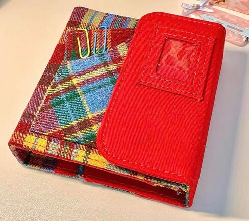 Sliner Mini Albums for Photographs 3 Inch Passport Cases Kpop Photocard Holder Book Red Plaid Candy Color Photocard ID Holder Hollow out Card Binder with 40 Pockets in Saudi Arabia