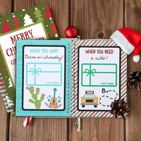 Mucee عيد الميلاد هدية بطاقة كتاب 5x7 دوامة ملزمة مع ملصقات وغطاء واقي، DIY شخصية عطلة تذكار للعائلة والأصدقاء in Saudi Arabia