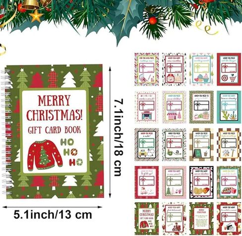 Mucee عيد الميلاد هدية بطاقة كتاب 5x7 دوامة ملزمة مع ملصقات وغطاء واقي، DIY شخصية عطلة تذكار للعائلة والأصدقاء in Saudi Arabia