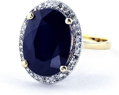 Galaxy Gold GG 14k Solid Yellow Gold Ring with 6.58 Carat (CTW) Natural Oval Sapphire and Diamonds in Saudi Arabia