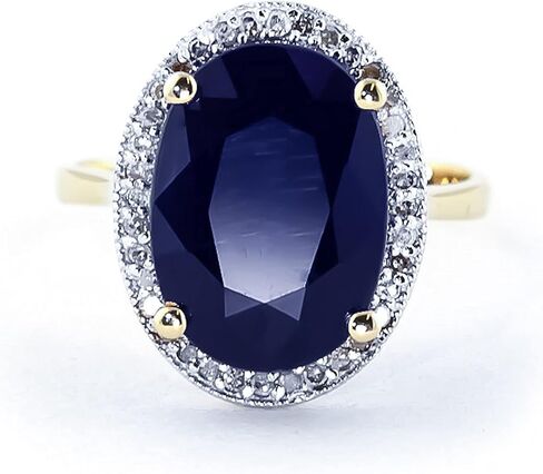 Galaxy Gold GG 14k Solid Yellow Gold Ring with 6.58 Carat (CTW) Natural Oval Sapphire and Diamonds in Saudi Arabia