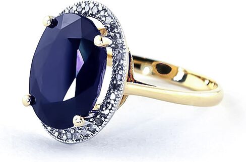Galaxy Gold GG 14k Solid Yellow Gold Ring with 6.58 Carat (CTW) Natural Oval Sapphire and Diamonds in Saudi Arabia