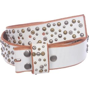 1 3/4 Inch Snap On rivet Studded Beveled Edged Full Grain Leather Belt Strap in Saudi Arabia