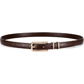 JASGOOD Women's Skinny PU Leather Belt Thin Waist Belt with Gold Buckle for Jeans Pants Dresses 0.7 in Saudi Arabia