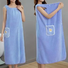 Women’s Soft Wrap Towel, Wearable Bath Robe Super Absorbent & Quick Dry Spa Bathrobes Lightweight for Sauna Beach Pool(39" x 51", Blue) in Kuwait