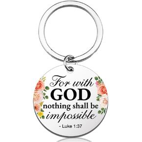 Bible Verse Keychain Christian Gifts for Women, Inspirational Religious Gifts for Catholic Christmas,Nothing Shall Be Impossible Scripture Keyring in Kuwait