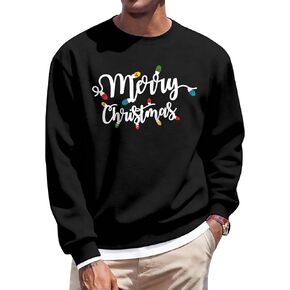 Mens Christmas Sweatshirt: Merry Christmas Sweatshirt Christmas Tree Graphic Sweater Xmas Holiday Pullover Tops in Saudi Arabia