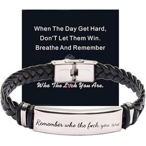 Remember Who The F You Are Motivationa Bracelet Dont Let The Hard Days Win Bracelet for Women Men Black Braided Inspirational Message Fashion Bracelets Jewelry Gifts in Saudi Arabia