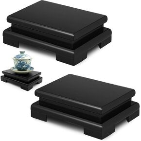 Chunful 2 PCS Square Square Wooden Shose Stand 6.7 × 6.7 × 2 بوصة عرض مزهرية خشبية قاعدة أسود قاعدة مزهرية مربعة لزهرية لزهرية Teapot Trophy Collection in Kuwait