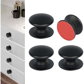 4 Pack Aluminum Self-Stick Knobs No Drilling Self-Adhesive Drawer Knobs Silver Cabinet Handle Pull with Adhesive Black Stick On Handle for Cupboard Fridge Dresser Window 4pcs/Set(Silver) in Kuwait