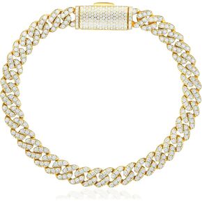 KRKCLIFE Moissanite Cuban Link Chain Bracelet & Necklace for Men Women 3.6-24.4CT, 14K Gold Plated S925 Sterling Silver Hypoallergenic, Hip Hop Jewelry Birthday Gifts,D Color VVS1 6mm Width 7-24inches in Saudi Arabia