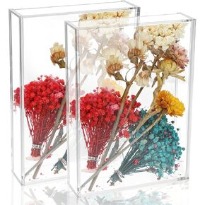 عبوتان من حافظات عرض صندوق الظل الأكريليك - إطار صور شفاف DIY مقاس 7 بوصة × 5 بوصة × 1.4 بوصة لحفلات الزفاف، وعيد الحب، والزهور المجففة، والذكريات، والمقتنيات (عبوتان، لا حاجة إلى تجميع) in Kuwait