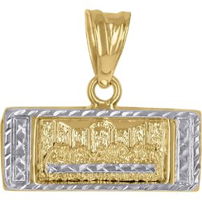 10k Gold Two-Tone Diamond-Cut Mens Last Supper Religious Charm Pendant in Saudi Arabia