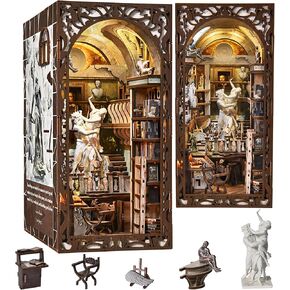 Book Nook Kit, DIY Doll House Booknook, Miniature Kit for Bookshelf Doll Houses for Adults Teen Halloween, 3D Wooden Puzzle Bookends with Led Light and Dust Cover (Saisons Café) in Kuwait