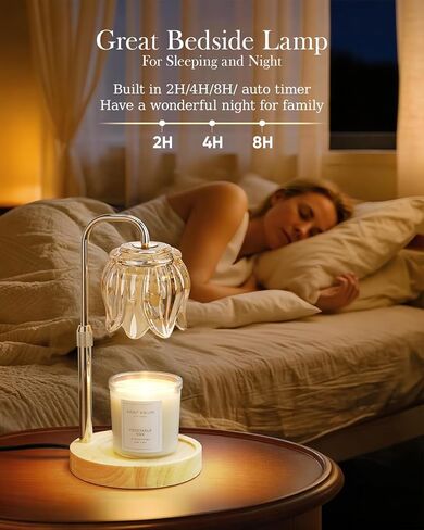 Candle Warmer Lamp with Timer Dimmable, Adjustable Height for Electric Candle Warmer Lamp, Wax Warmer Lamp for Birthday Gifts for Women, House Warming Christmas Gifts New Home Decor-Warm Oak Wood Base in Saudi Arabia