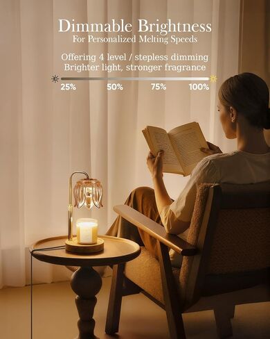 Candle Warmer Lamp with Timer Dimmable, Adjustable Height for Electric Candle Warmer Lamp, Wax Warmer Lamp for Birthday Gifts for Women, House Warming Christmas Gifts New Home Decor-Warm Oak Wood Base in Saudi Arabia