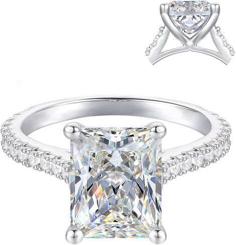 Classic 4-Prong 14K White Gold 4.0 CT Radiant Cut Moissanite Engagement Rings for Women in Kuwait