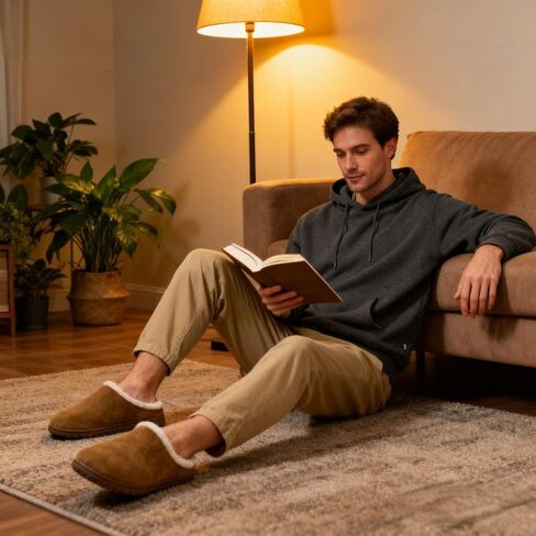 شبشب VLLy رجالي سهل الارتداء من الإسفنج الذكي وبطانة من القطيفة للاستخدام الداخلي والخارجي مع دعم للقوس in Kuwait