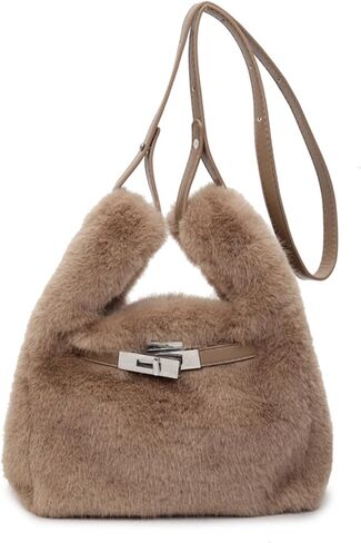 Furry Purse Mini Fluffy Tote Bag Designer Fuzzy Crossbody Handbag Faux Fur Purses for Women Plush Bags in Saudi Arabia