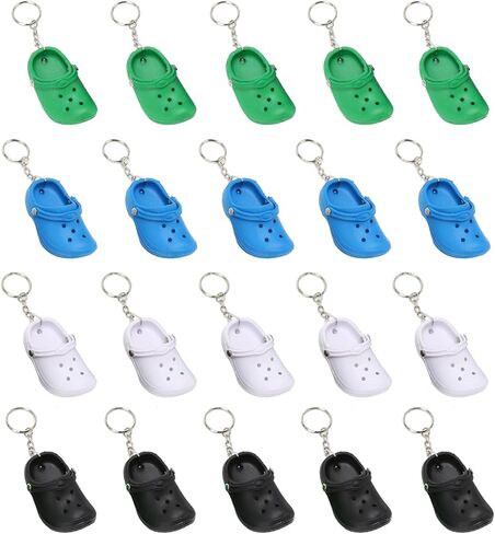 20Pcs Silicone Shoe Keychain, Mini Croc Silicone Slippers Little Shoes Backpack Keychain with Charms for Backpack Purse Luggage 1.4 x 3.0In in Kuwait