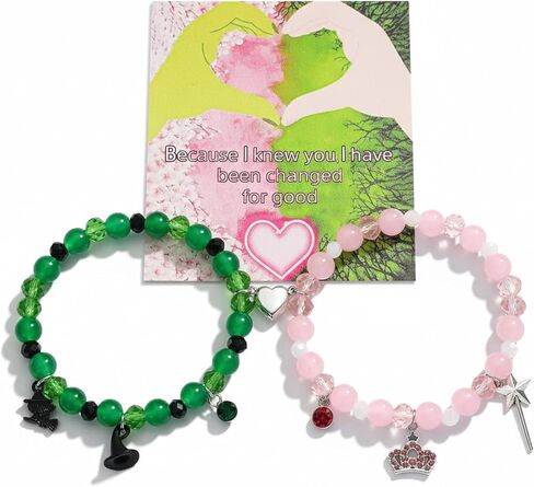 Elphaba Galinda Matching Bracelets -Braided Friendship Bracelet- Rhinestone Crown Witch Hat Matching Bracelets -Couples BFF Accessories Gifts for Fans Party Dress Decor in Saudi Arabia