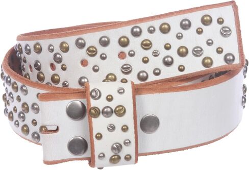 1 3/4 Inch Snap On rivet Studded Beveled Edged Full Grain Leather Belt Strap in Saudi Arabia