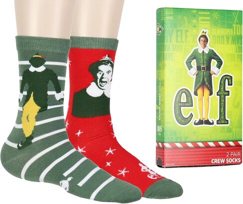Bioworld Elf جوارب نسائية Buddy The Elf Socks Santa's القادمة VHS طبق الأصل 2 زوج منتصف العجل الجدة عطلة طاقم الجوارب in Kuwait