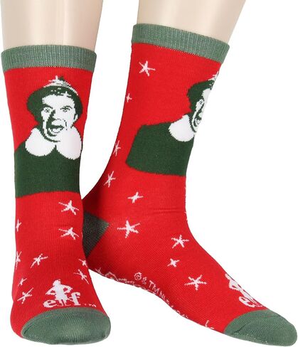 Bioworld Elf جوارب نسائية Buddy The Elf Socks Santa's القادمة VHS طبق الأصل 2 زوج منتصف العجل الجدة عطلة طاقم الجوارب in Kuwait