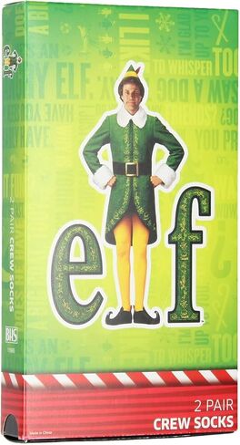 Bioworld Elf جوارب نسائية Buddy The Elf Socks Santa's القادمة VHS طبق الأصل 2 زوج منتصف العجل الجدة عطلة طاقم الجوارب in Kuwait