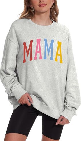 Vivimeng Mama Sweatshirts for Women Oversized Mom Sweatshirt In My Mama Era Crewneck Pullover Sweater in Saudi Arabia