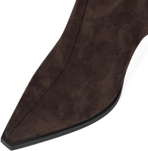 Slouchy Ankle Boots for Women Suede Low Kitten Heel Pointed Toe Booties Comfortable Trendy Side Zipper Fall Short Boot in Saudi Arabia