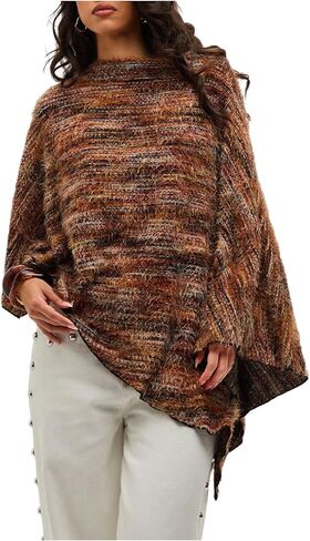 Floerns Women's Striped Pashmina Shawl Wrap Knitted Poncho Cape Fall Winter Scarf in Saudi Arabia
