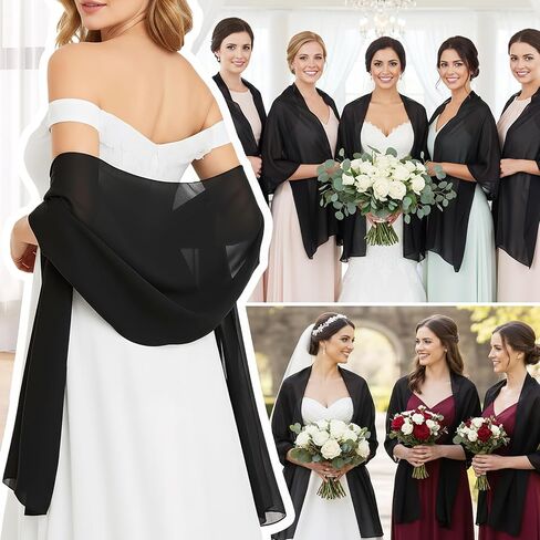 Womens Chiffon Shawls and Wraps for Evening Dresses Elegant Wedding Bridal Scarves Soft Sheer Scarf in Saudi Arabia