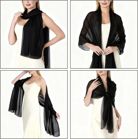 Womens Chiffon Shawls and Wraps for Evening Dresses Elegant Wedding Bridal Scarves Soft Sheer Scarf in Saudi Arabia