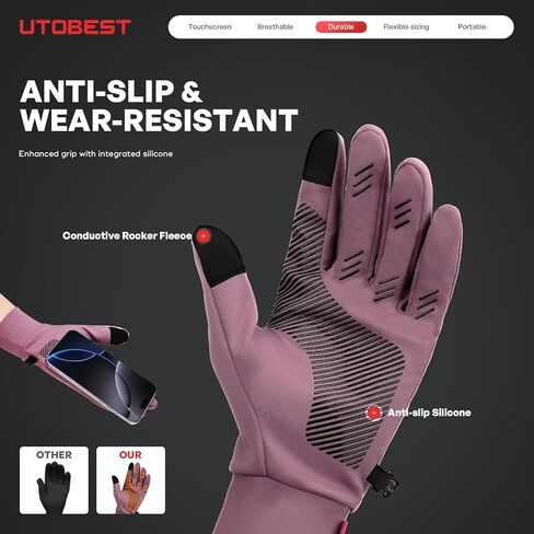 Winter Gloves for Women Men, Touchscreen Thermal Gloves Cold Weather Warm Windproof Non-Slip Insulated Gloves for Running, Cycling, Biking & Outdoor Sports in Saudi Arabia