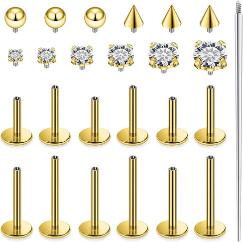 16G Internal Thread Flat Back Earrings Nose Studs 316L Surgical Steel Tragus Forward Helix Conch Cartilage Lobe Earrings Stud Medusa Labret Monroe Lip Ring Piercing Jewelry For Women Men in Saudi Arabia