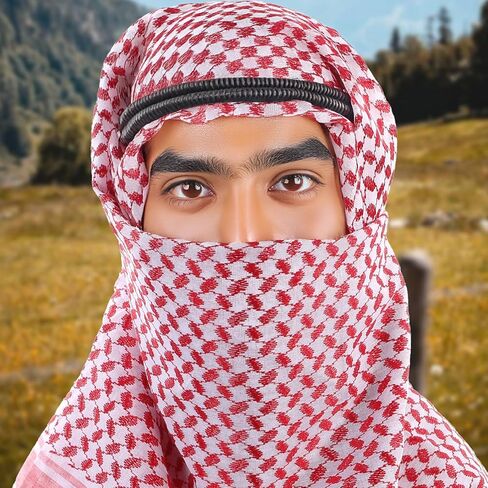 وشاح رأس عربي للرجال، عمامة شماغ عربية كوفية، وشاح رأس مسلم فلسطيني مخطط باللون الأحمر للرجال والنساء، عمامة شيخ مسلم السعودية دبي، غطاء رأس in Kuwait