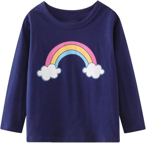 Girls' 3-Piece Long Sleeve T-Shirt Cotton Printing Casual Crewneck Tee for Toddler Little Kids Sizes 2-8Y in Saudi Arabia