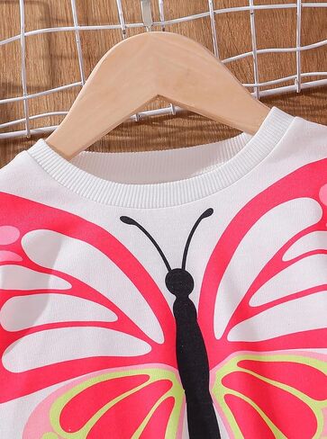Girls Long Sleeve Butterfly Print T-Shirt Ruffle Shoulders Cute Graphic Tee in Saudi Arabia